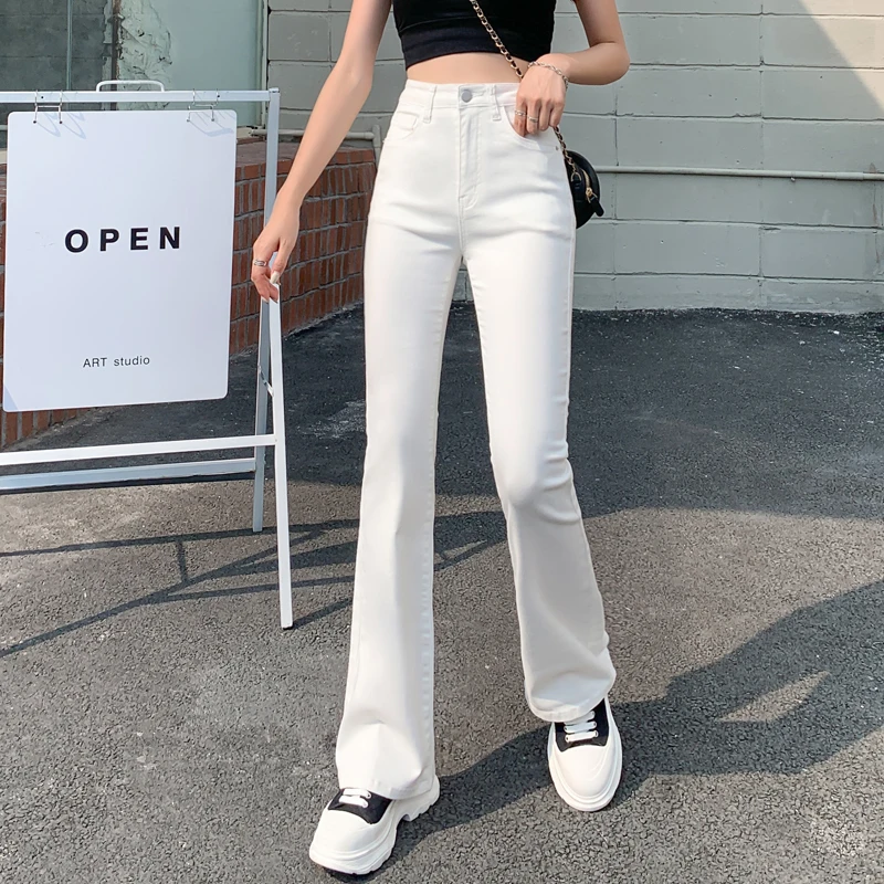 Flared Jeans Woman High Waist Denim Trousers For Female Blue White Black Elastic Skinny Fashion Classic Leisure Wide Leg Pants
Flared Jeans Woman High Waist Denim Trousers For Female Blue White Black Elastic Skinny Fashion Classic Leisure Wide Leg Pants