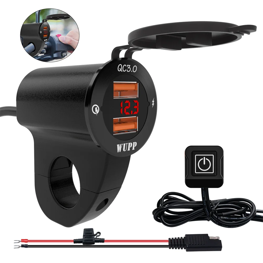 7/8\" Motorcycle USB Charger Aluminum Alloy With Volt Meter-On/Off Switch-Black 12-24V Motorcycle Charger USB Charger Socket
7/8\" Motorcycle USB Charger Aluminum Alloy With Volt Meter-On/Off Switch-Black 12-24V Motorcycle Charger USB Charger Socket