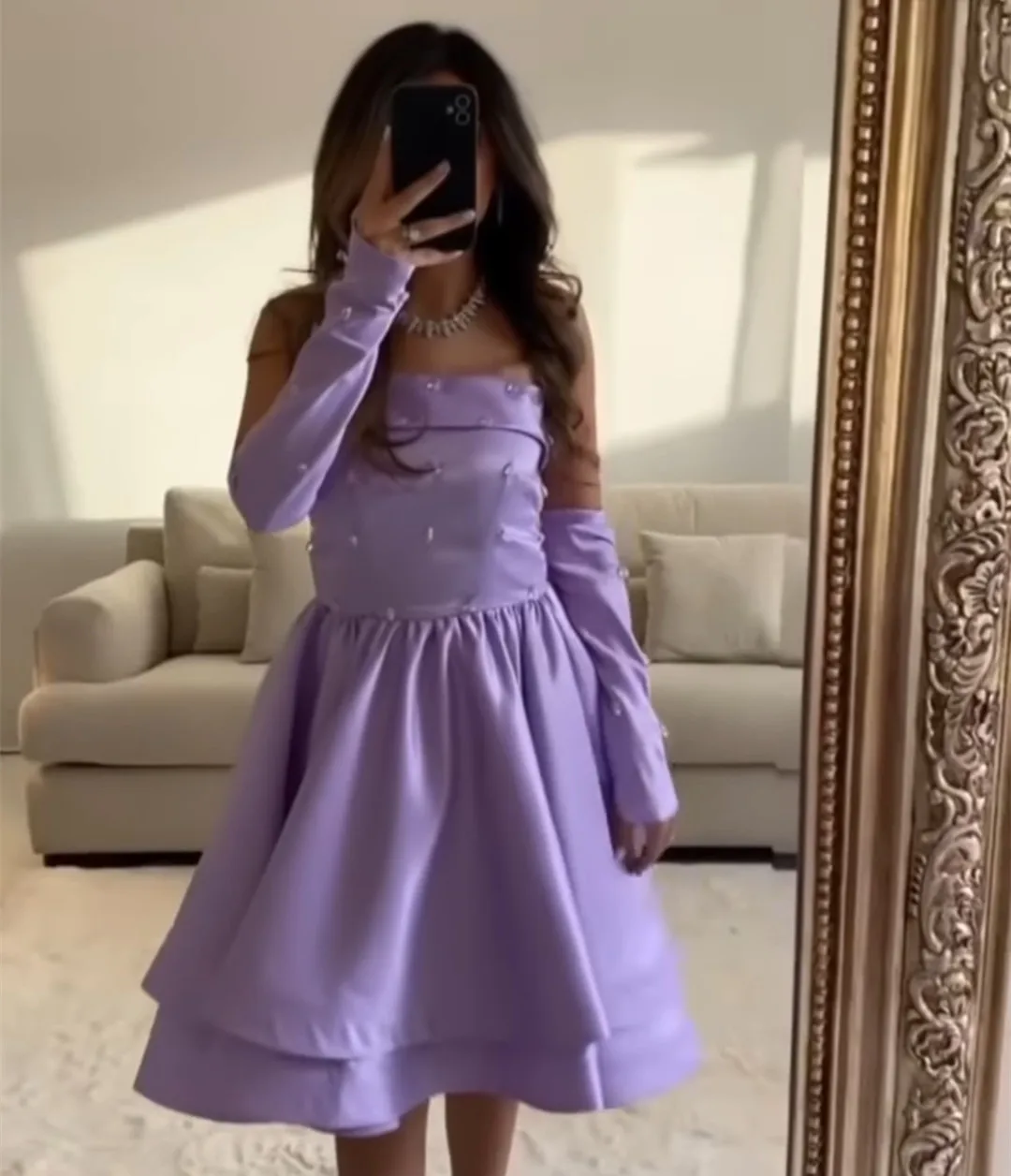 Purple Prom Gowns Satin Ctystal A-Line Evening Dresses Knee Length Saudi Arabic Dubai Party Homecoming Dress Elegant
Purple Prom Gowns Satin Ctystal A-Line Evening Dresses Knee Length Saudi Arabic Dubai Party Homecoming Dress Elegant
