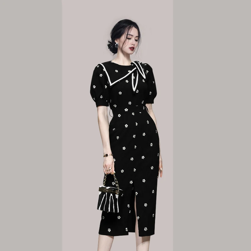 2022New Summer Elegant Embroidered Flowers Bodycon Pencil Dresses Women OL Work Puff Sleeve Slit Slim Party Dress Black Vestidos
2022New Summer Elegant Embroidered Flowers Bodycon Pencil Dresses Women OL Work Puff Sleeve Slit Slim Party Dress Black Vestidos