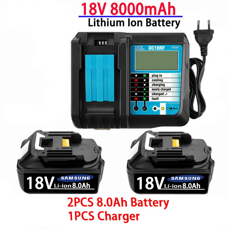 Original Makita 18V 8Ah BL1850 Rechargeable Power Tool Battery With LED Charger LXT BL1860B 18650 Li-Ion Replacement
Original Makita 18V 8Ah BL1850 Rechargeable Power Tool Battery With LED Charger LXT BL1860B 18650 Li-Ion Replacement