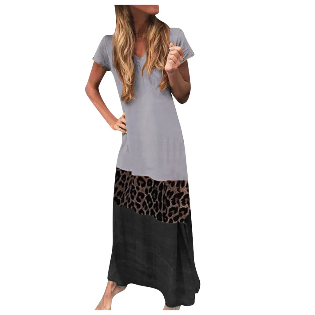 Women Short V-Neck Dress Long Fashion Leopard Patchwork Sleeve Summer Women's Dress Women Casual V-neck Dress
Women Short V-Neck Dress Long Fashion Leopard Patchwork Sleeve Summer Women's Dress Women Casual V-neck Dress