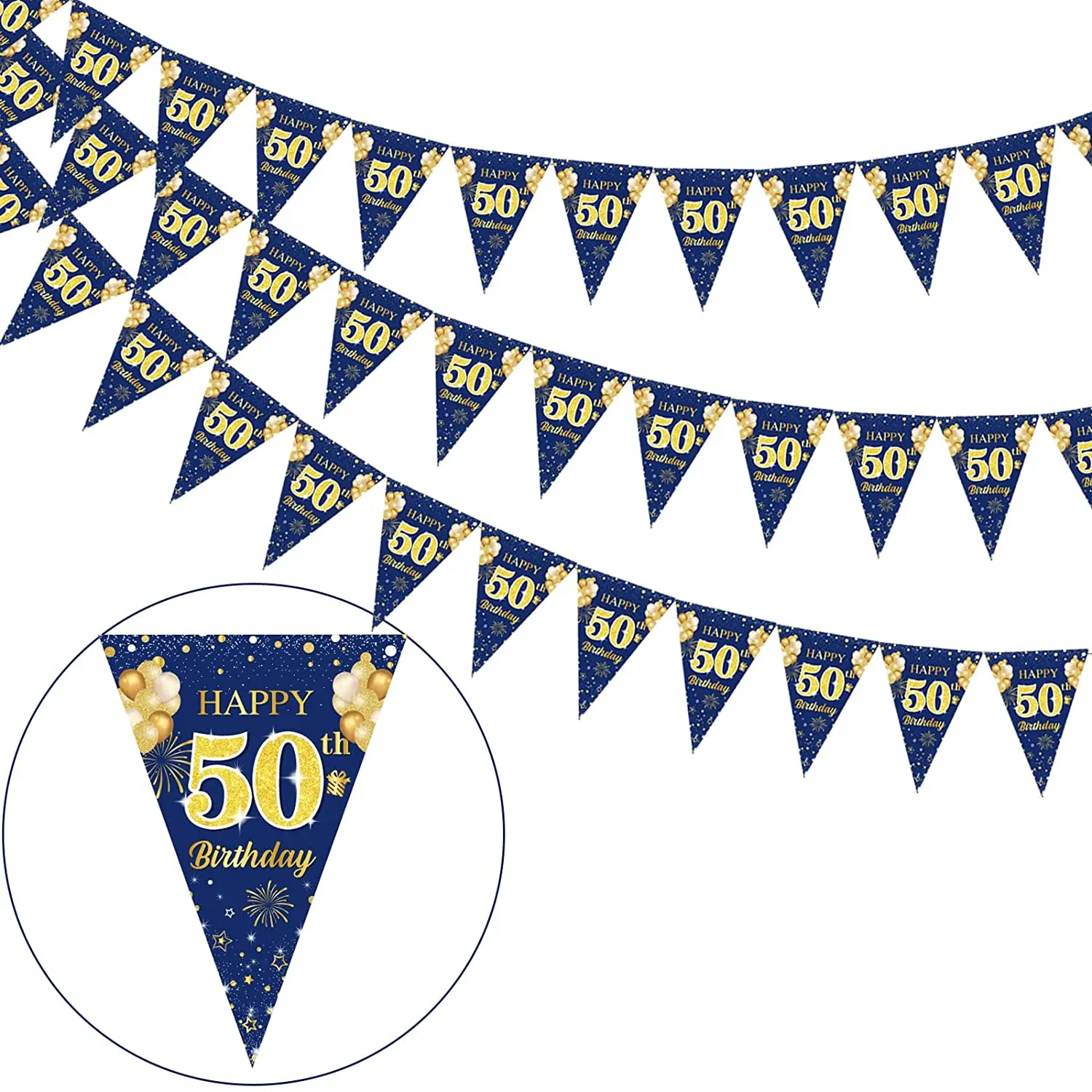 50th Birthday Decorations Navy Gold 3 Pack Happy 50th Birthday Bunting Triangle Flag Banners 50 Year Old Supplies for Men Women
50th Birthday Decorations Navy Gold 3 Pack Happy 50th Birthday Bunting Triangle Flag Banners 50 Year Old Supplies for Men Women