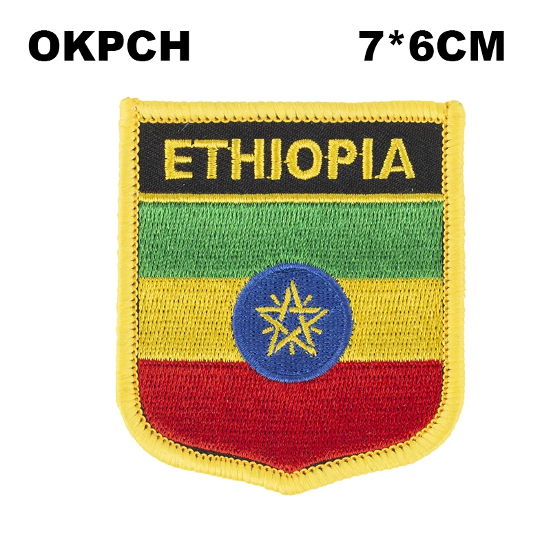 Ethiopia Flag Shield Shape Iron on Embroidery Patches Saw on Transfer Patches Sewing Applications for Clothes Back Pack Cap
Ethiopia Flag Shield Shape Iron on Embroidery Patches Saw on Transfer Patches Sewing Applications for Clothes Back Pack Cap