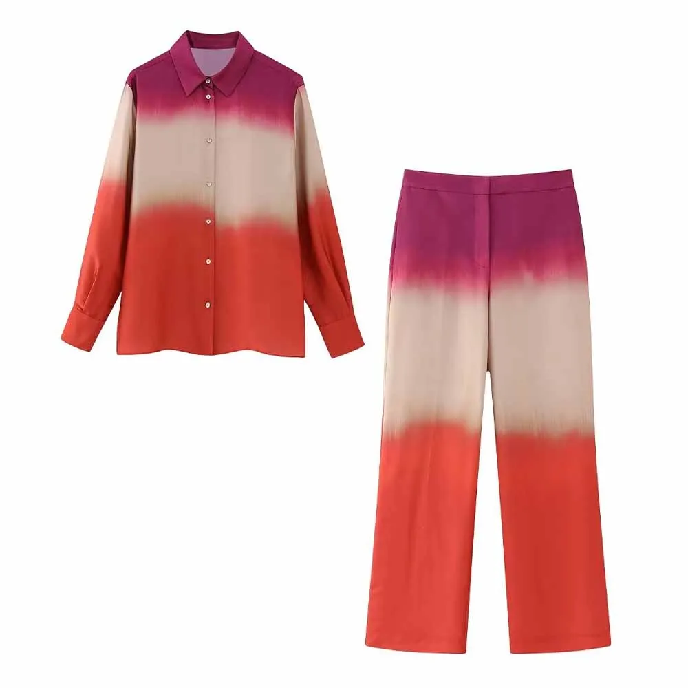 TRAF WOMEN Fashion Casual Tie-dye Printed Long Sleeve Retro Shirt 7888483 Female Chic New High Waist Elegant Pants Set 7927485 
TRAF WOMEN Fashion Casual Tie-dye Printed Long Sleeve Retro Shirt 7888483 Female Chic New High Waist Elegant Pants Set 7927485