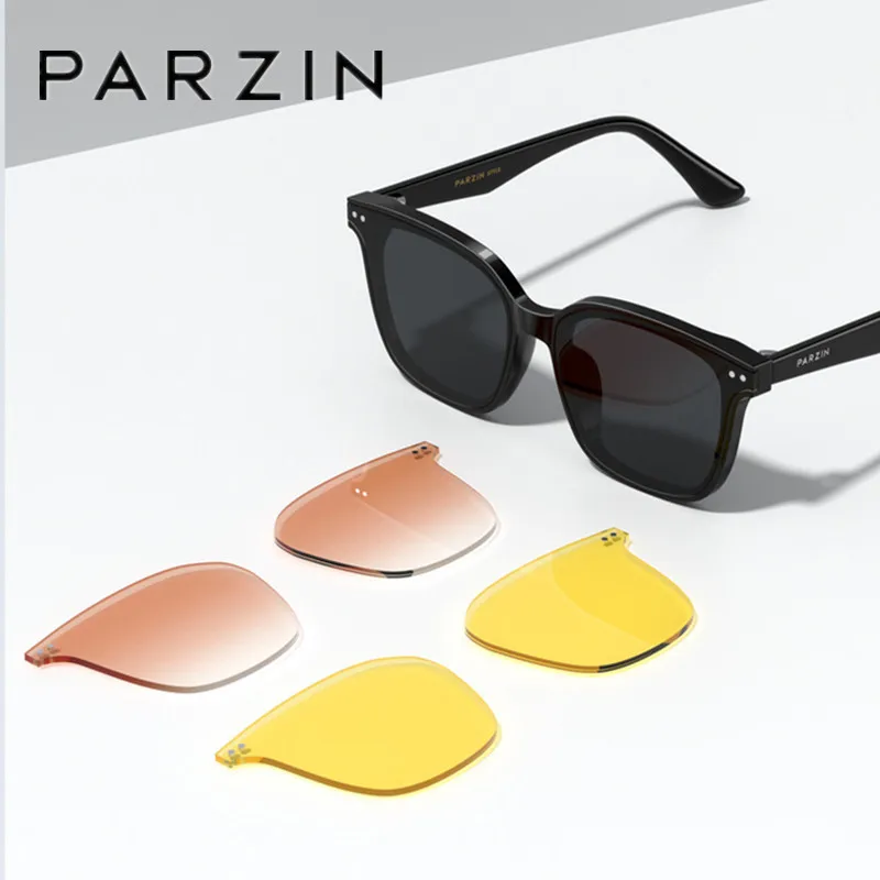 

PARZIN Clip On Sunglasses Nylon Lens Sun Glasses Original Brand Designer Eyewear Car Driver Goggles Night Vision Glasses 91673
