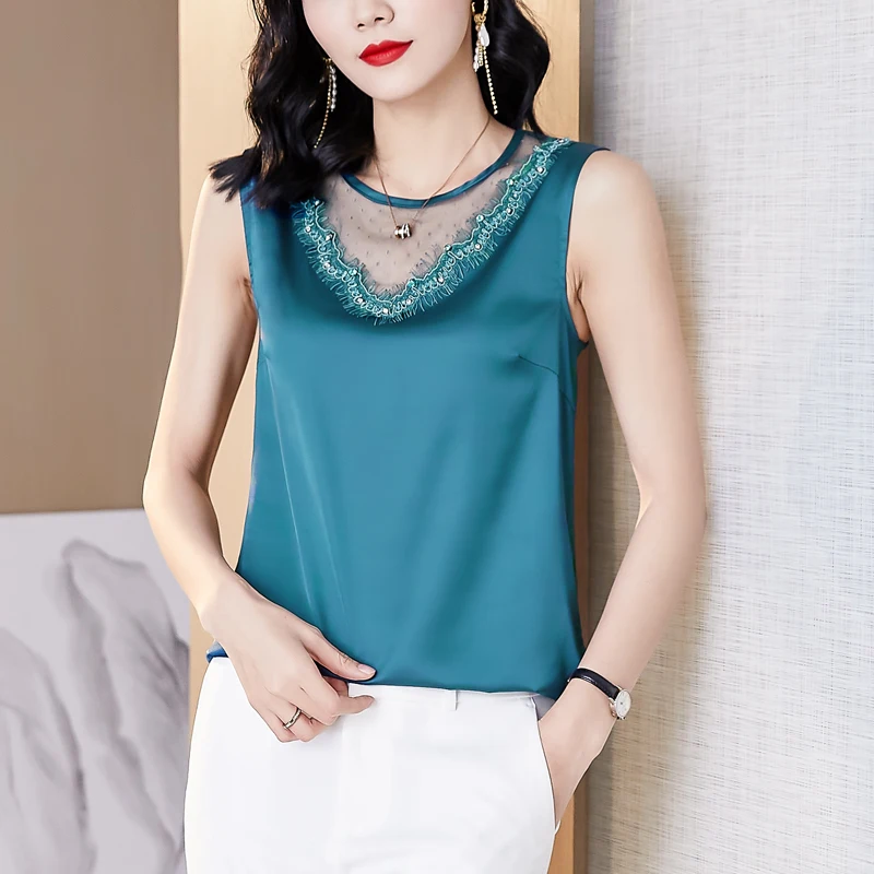 2022 Summer New DesignThin Women Clothing Acetate Lace Tops WOMEN Crop Top Green Satin Sleeveless Vest Office Lady For Women
2022 Summer New DesignThin Women Clothing Acetate Lace Tops WOMEN Crop Top Green Satin Sleeveless Vest Office Lady For Women