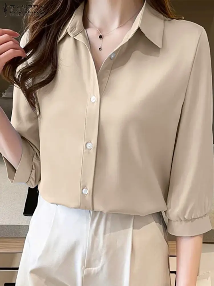 2023 ZANZEA Elegant Office Tops Stylish Summer OL Shirt Women Lapel Neck 3/4 Sleeve Work Blouse Female Buttons Down Blusas Tunic
2023 ZANZEA Elegant Office Tops Stylish Summer OL Shirt Women Lapel Neck 3/4 Sleeve Work Blouse Female Buttons Down Blusas Tunic