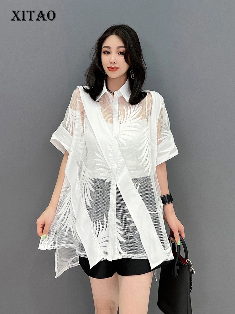 XITAO Fashion Irregular Shirt Solid Color Perspective Jacquard Sun Protection Summer New Simplicity Loose All-match WMD6773
XITAO Fashion Irregular Shirt Solid Color Perspective Jacquard Sun Protection Summer New Simplicity Loose All-match WMD6773
