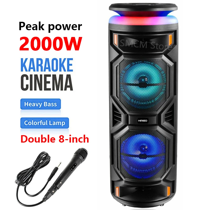 P.M.P.O 2000W Double 8-inch Super Large Outdoor Bluetooth Speaker Karaoke Party Box Portable Wireless Subwoofer Column with Mic
P.M.P.O 2000W Double 8-inch Super Large Outdoor Bluetooth Speaker Karaoke Party Box Portable Wireless Subwoofer Column with Mic