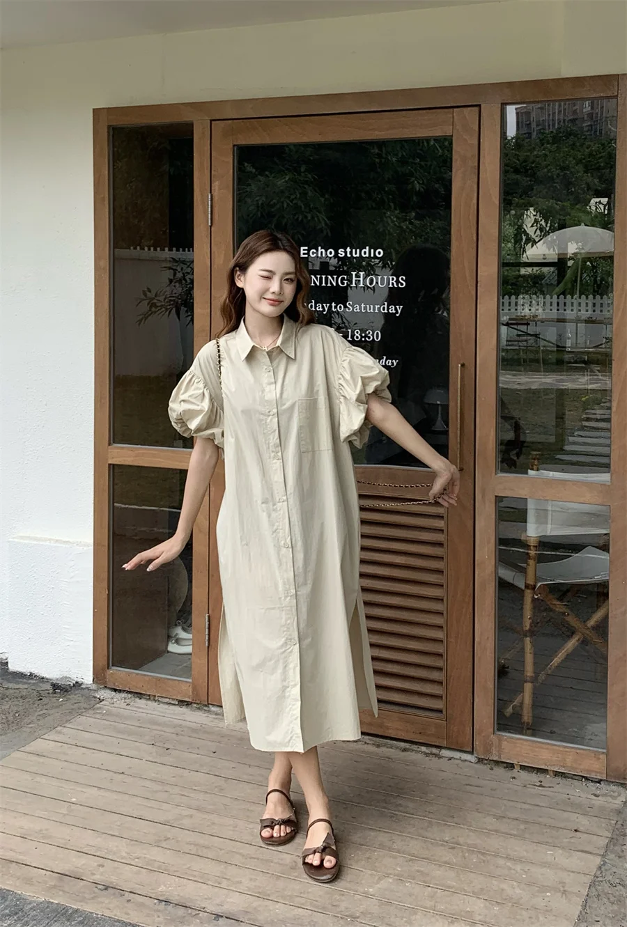 SuperAen Vintage Lapel Neck Puff Sleeves Single-breasted Long Shirt Dress Solid Color Dress for Women
SuperAen Vintage Lapel Neck Puff Sleeves Single-breasted Long Shirt Dress Solid Color Dress for Women