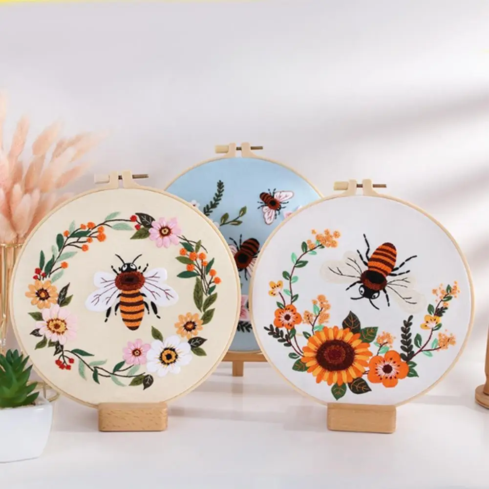 NEW Diy Embroidery Kit With Bee Flower Wreath Pattern Embroidery Stitch Practice Kit Cross Stitch Set For Beginners
NEW Diy Embroidery Kit With Bee Flower Wreath Pattern Embroidery Stitch Practice Kit Cross Stitch Set For Beginners