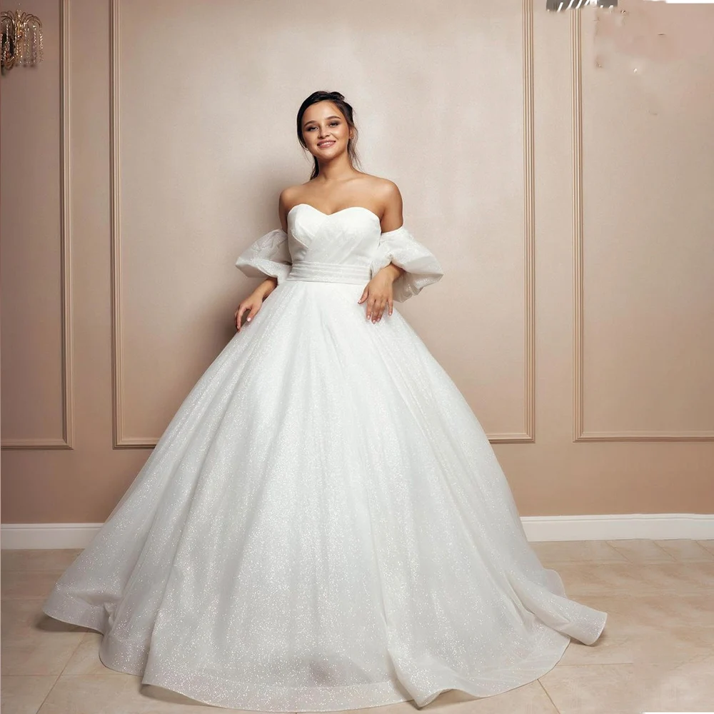 Sparkly Tulle Wedding Dress Custom Made Lace Up Back Short Puff Sleeve Ball Gown Bridal Gwon Gilltter Princess Robe De Mariee
Sparkly Tulle Wedding Dress Custom Made Lace Up Back Short Puff Sleeve Ball Gown Bridal Gwon Gilltter Princess Robe De Mariee