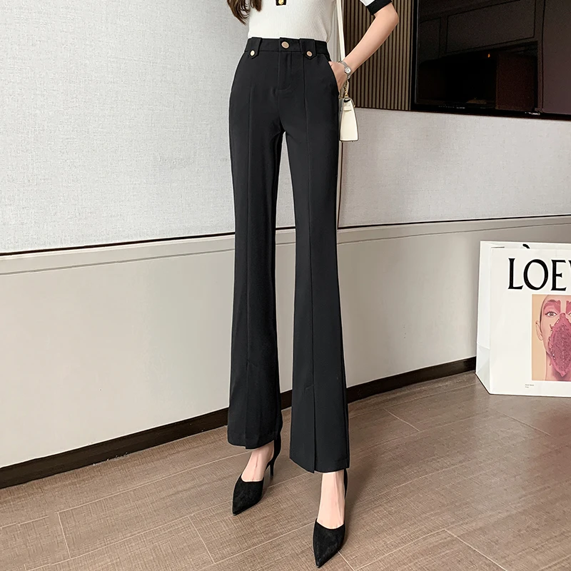 Temperament casual pants 2022 spring new slit drape high-waisted micro-flared pants Korean fashion women's clothing
Temperament casual pants 2022 spring new slit drape high-waisted micro-flared pants Korean fashion women's clothing