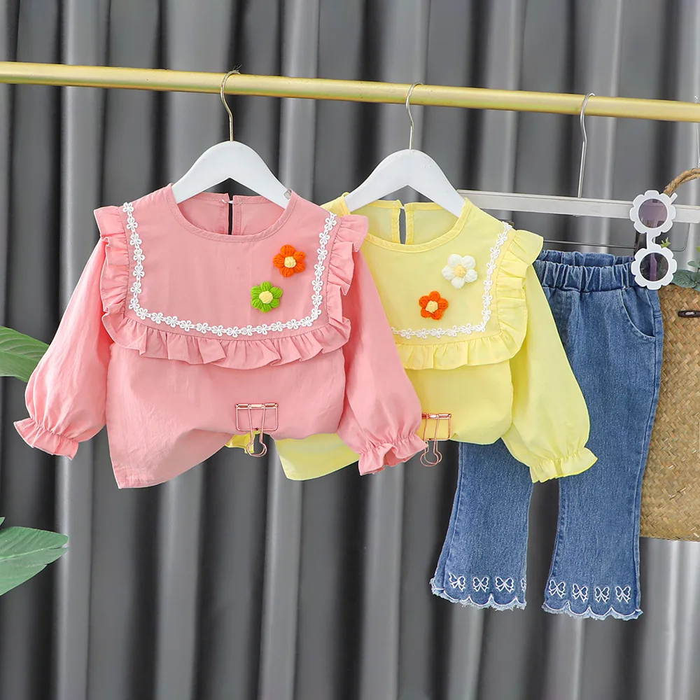 LZH 2022 Autumn Kids Clothes Girls New Casual Laciness Long-Sleeved Top + Wide-Leg Denim Pants 2Pcs Outfits For Baby Girls Set
LZH 2022 Autumn Kids Clothes Girls New Casual Laciness Long-Sleeved Top + Wide-Leg Denim Pants 2Pcs Outfits For Baby Girls Set