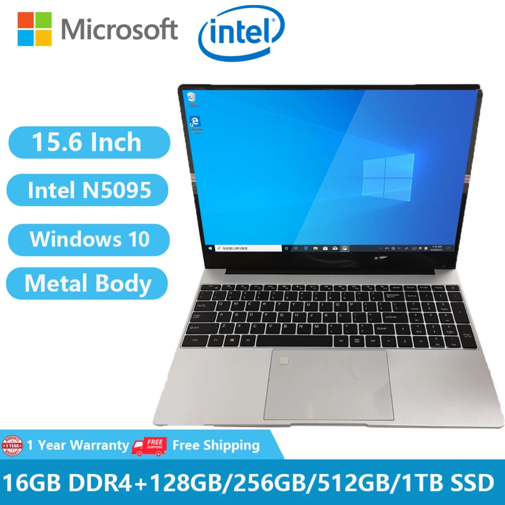 

Cheap Office Notebook Windows 10 Gaming Metal Laptops 15.6" 11th Generation Intel N5095 16G RAM Dual WiFi Backlit Ethernet RJ45