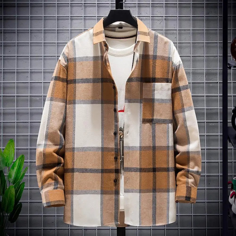 Casual Shirt Loose Shirt Coat Fashionable Men's Plaid Shirt Coat Cozy Loose Fit Streetwear Style for Autumn Winter
Casual Shirt Loose Shirt Coat Fashionable Men's Plaid Shirt Coat Cozy Loose Fit Streetwear Style for Autumn Winter