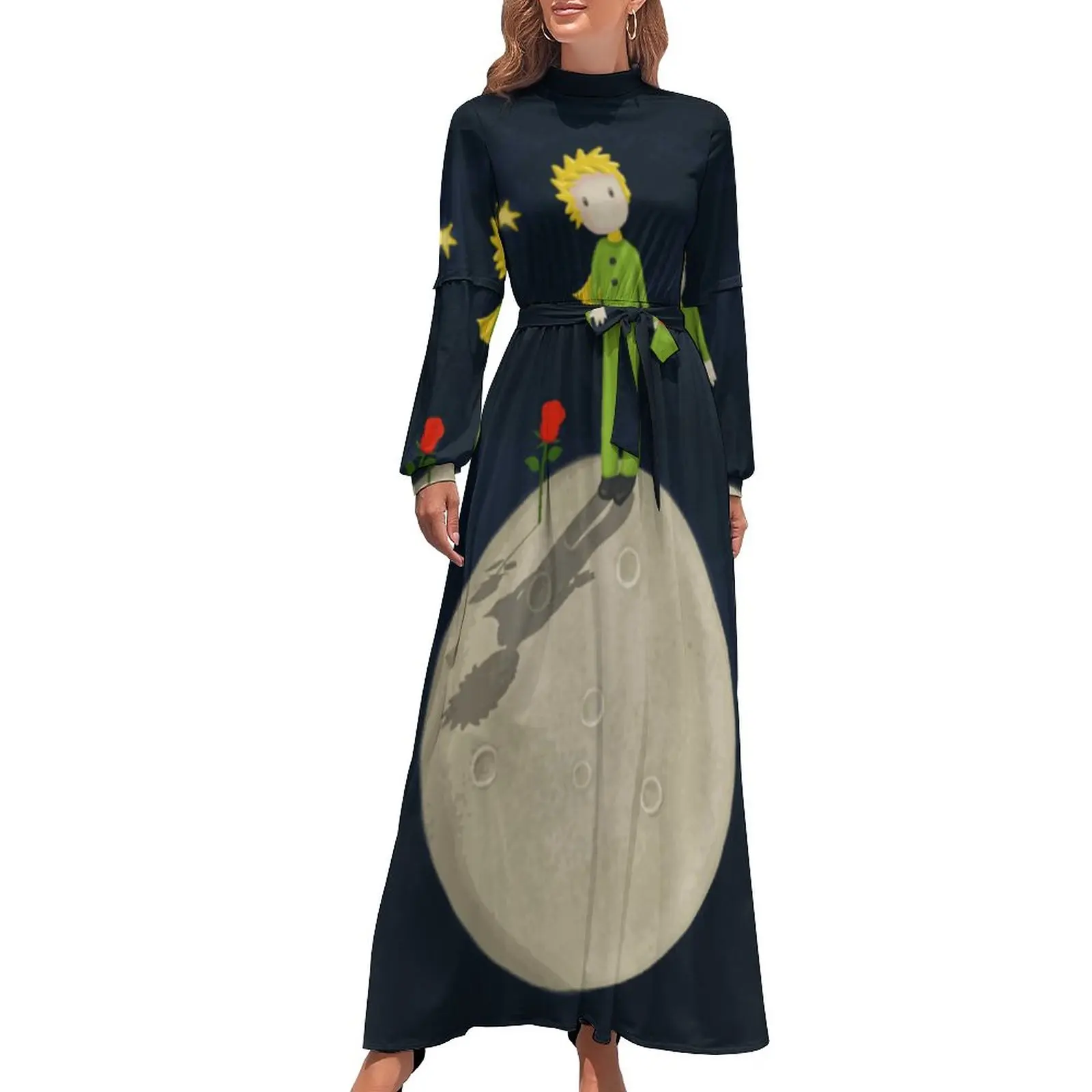 Little Prince Dress Red Rose And Moon Print Stylish Bohemia Dresses Ladies Long Sleeve High Neck Elegant Long Maxi Dress
Little Prince Dress Red Rose And Moon Print Stylish Bohemia Dresses Ladies Long Sleeve High Neck Elegant Long Maxi Dress