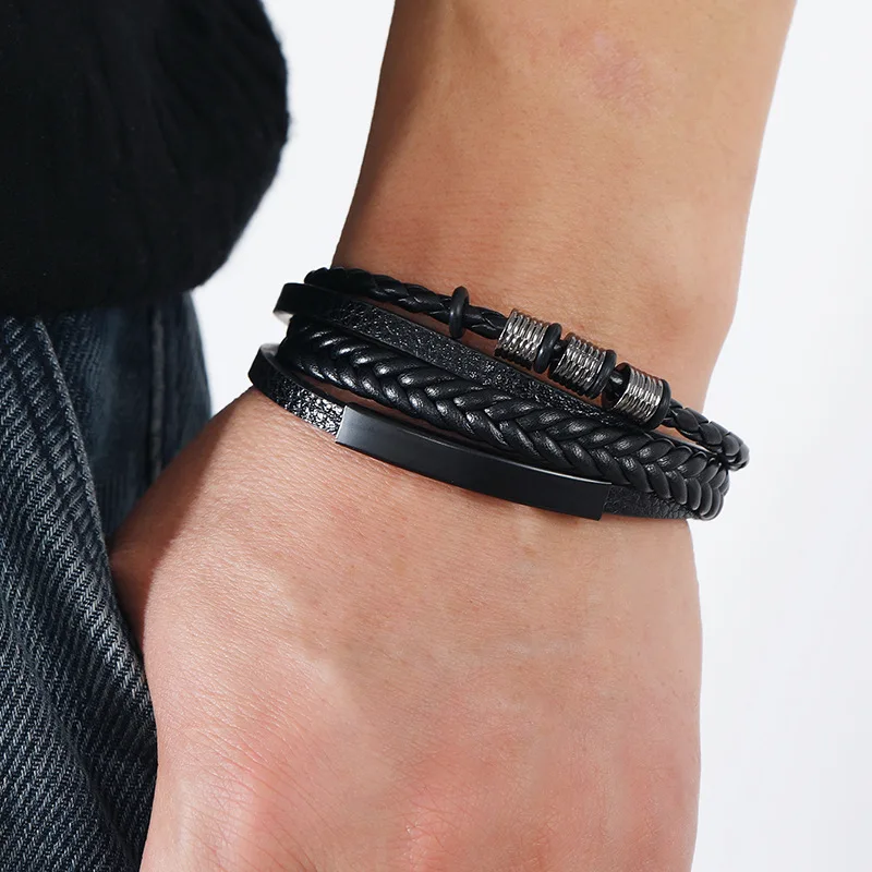 Fashion Black Leather Bracelet For Men Charm Magnetic Braided Punk Rock Man Bracelet Cuff Bracelets Men Pulseira Masculina 
Fashion Black Leather Bracelet For Men Charm Magnetic Braided Punk Rock Man Bracelet Cuff Bracelets Men Pulseira Masculina
