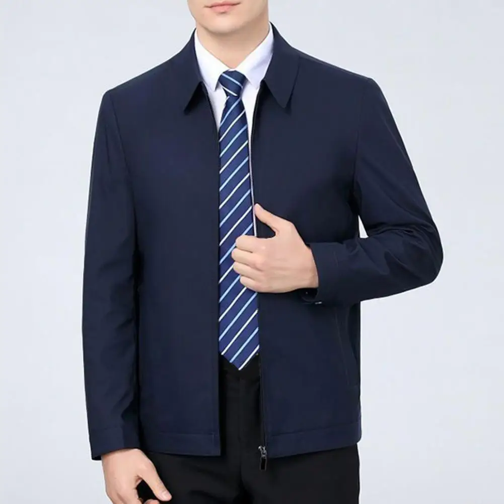 Men Coat Slim Outerwear Zipper Pure Color Lapel Middle-aged Coat Elderly Coat Streetwear
Men Coat Slim Outerwear Zipper Pure Color Lapel Middle-aged Coat Elderly Coat Streetwear