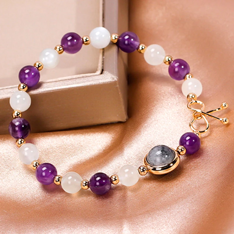 Purple Crystals Round Bead Bracelets Protecting Body From Negative Moonstone Amethysts Bangle Anxiety Relieve Energy Bracelets
Purple Crystals Round Bead Bracelets Protecting Body From Negative Moonstone Amethysts Bangle Anxiety Relieve Energy Bracelets