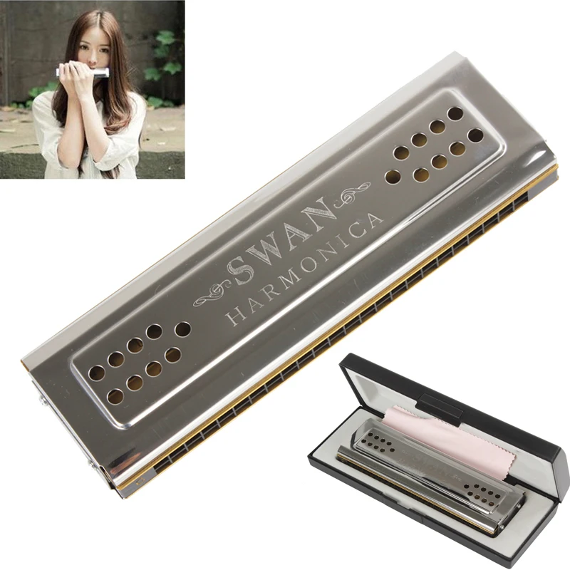 Professional Swan 24 Holes Key of C&G Double-side Tremolo Harmonica Musical Instruments Professional
Professional Swan 24 Holes Key of C&G Double-side Tremolo Harmonica Musical Instruments Professional