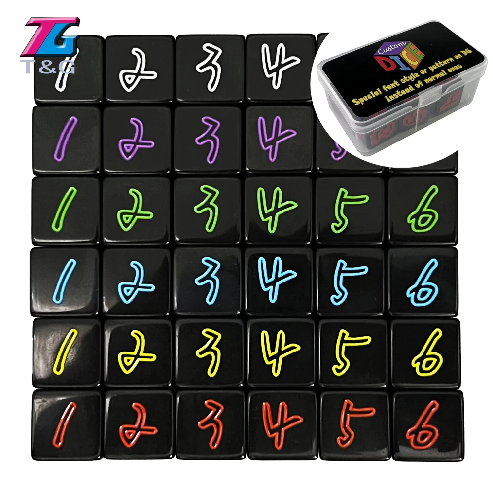 Digital Dice Cube of 6pcs/Set with Box 16mm D6 Special Six Sided Bar Games Gambling Dice Dado Set for Gift
Digital Dice Cube of 6pcs/Set with Box 16mm D6 Special Six Sided Bar Games Gambling Dice Dado Set for Gift