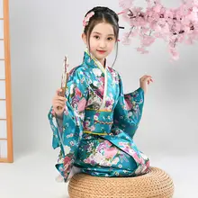 Boy Komono Children Party Evening Dress Japanese Baby Girl Kimono Children Vintage Yukata Kids Girl Cospaly Costume