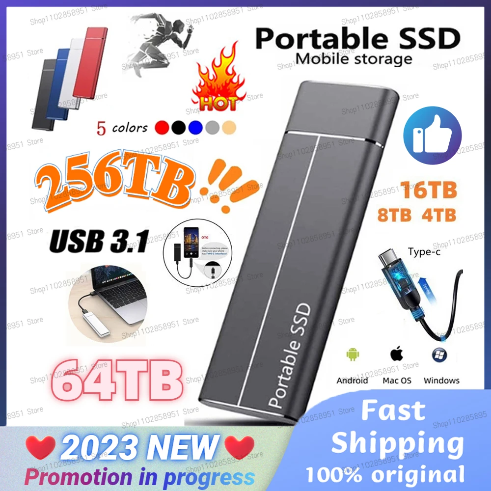 256TB Portable SSD High-speed Mobile Solid State Drive 64/16/8TB SSD Mobile Hard Drives External Storage Decives for Laptop ps5
256TB Portable SSD High-speed Mobile Solid State Drive 64/16/8TB SSD Mobile Hard Drives External Storage Decives for Laptop ps5