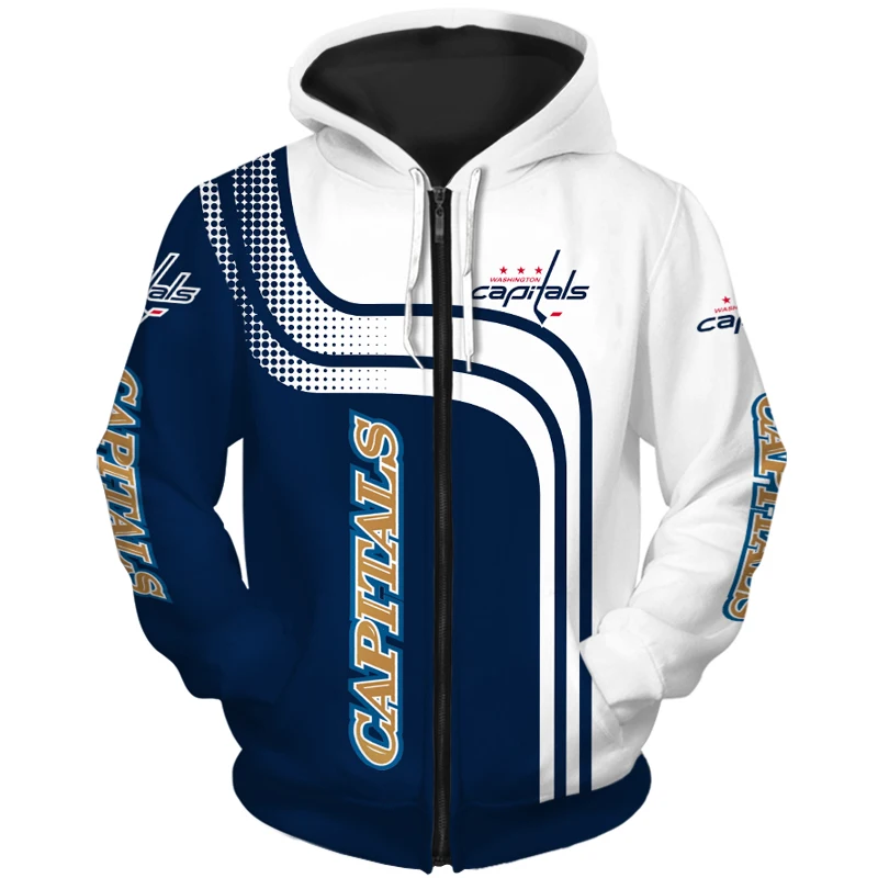 Washington Men's Fashion Long Sleeve 3d Capitals Zip Hoodies Curved Dot Color Character Printing Sweatshirt
Washington Men's Fashion Long Sleeve 3d Capitals Zip Hoodies Curved Dot Color Character Printing Sweatshirt