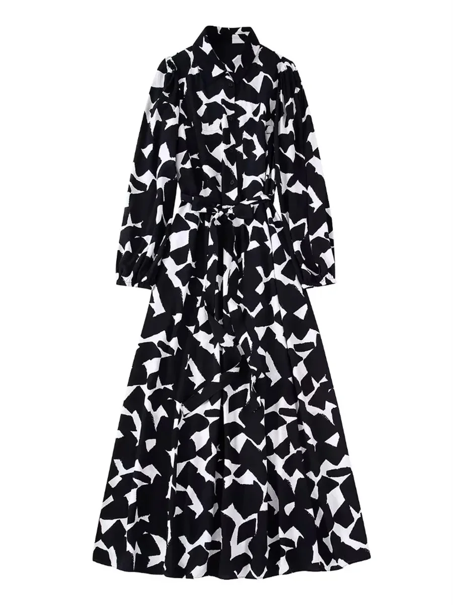 Women Fashion Sashes Print Shirt Dress 2022 Summer New Full Sleeves Single Breasted Turn-Down Collar Female Vintage Vestidos
Women Fashion Sashes Print Shirt Dress 2022 Summer New Full Sleeves Single Breasted Turn-Down Collar Female Vintage Vestidos