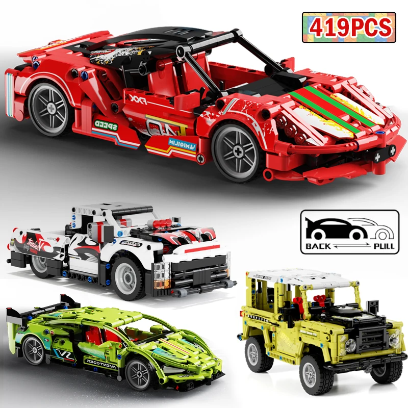 416 Pcs Technical Pull Back Racing Car Building Blocks City Speed Supercar Off-road Sports Vehicle Bricks Toys for Children
416 Pcs Technical Pull Back Racing Car Building Blocks City Speed Supercar Off-road Sports Vehicle Bricks Toys for Children