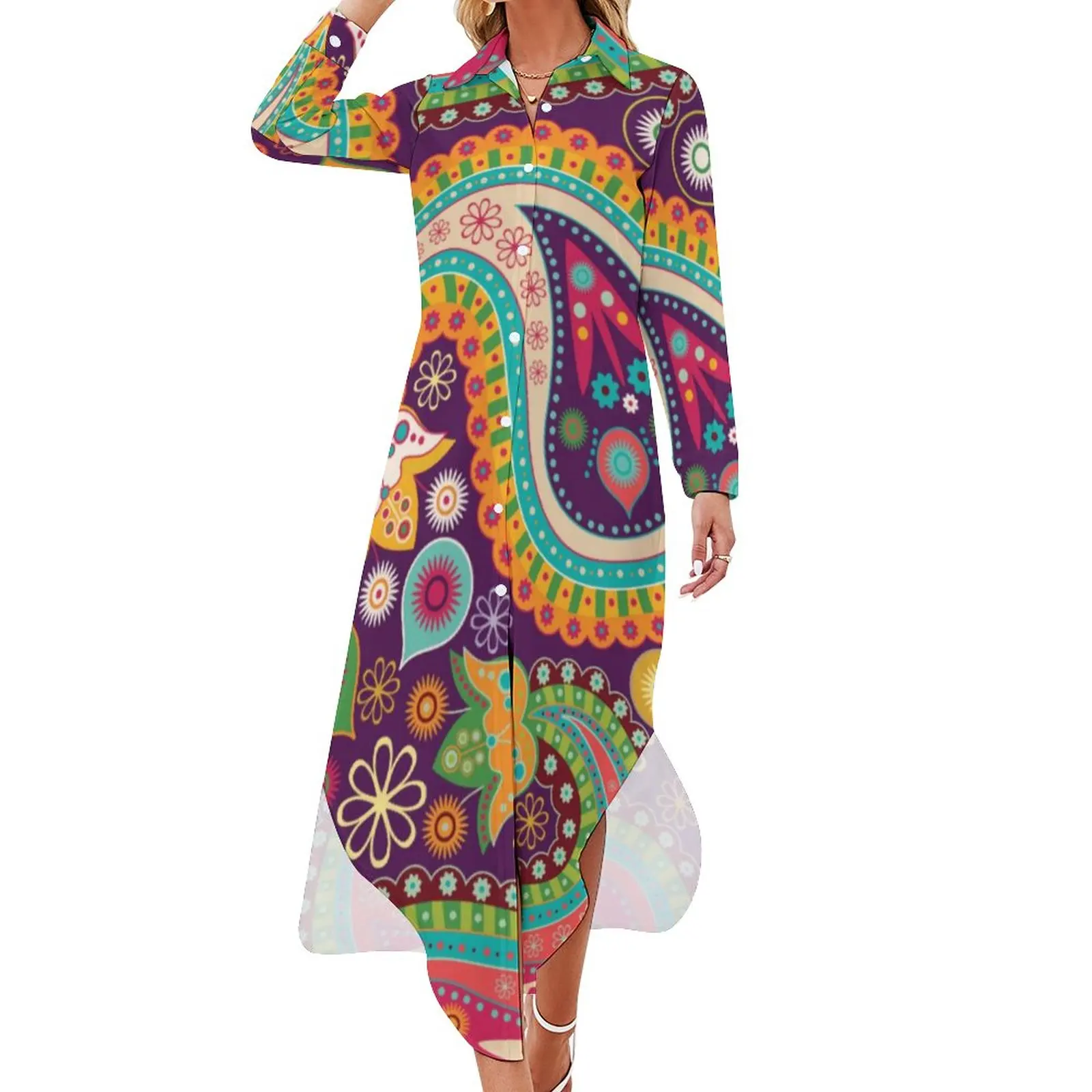 Retro Hippie Casual Dress Paisley Bandanna Stylish Dresses Long Sleeve Retro Women V Neck Custom Oversized Chiffon Dress
Retro Hippie Casual Dress Paisley Bandanna Stylish Dresses Long Sleeve Retro Women V Neck Custom Oversized Chiffon Dress