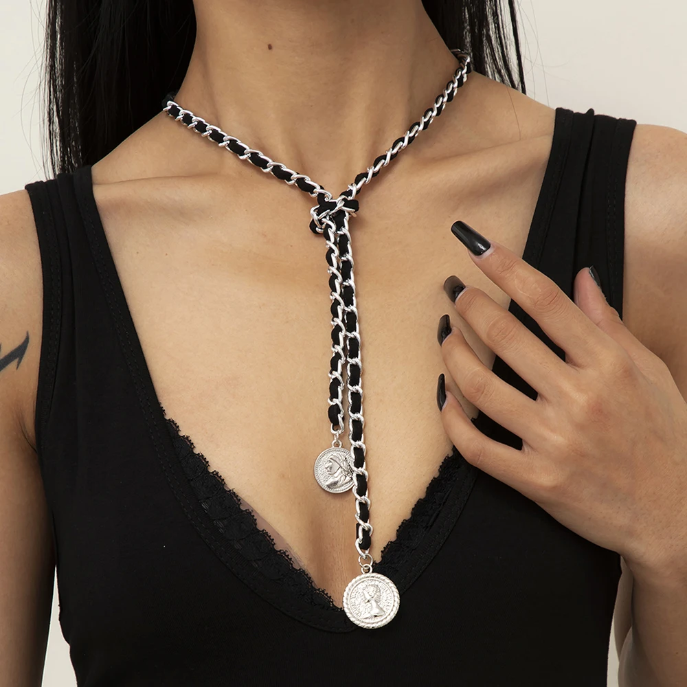 2022 Jewelry New Necklace Black Fashion Long Chain Coin Pendant Punk Trendy Party Wedding Accessories Gifts for Women
2022 Jewelry New Necklace Black Fashion Long Chain Coin Pendant Punk Trendy Party Wedding Accessories Gifts for Women