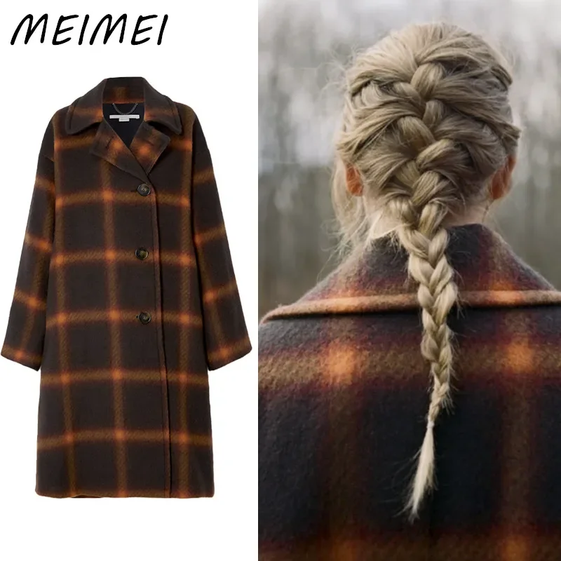 Женское однобортное пальто с длинным рукавом, винтажное клетчатое пальто с V-образным вырезом, элегантное Модное теплое Свободное пальто, Осень-зима
Женское однобортное пальто с длинным рукавом, винтажное клетчатое пальто с V-образным вырезом, элегантное Модное теплое Свободное пальто, Осень-зима