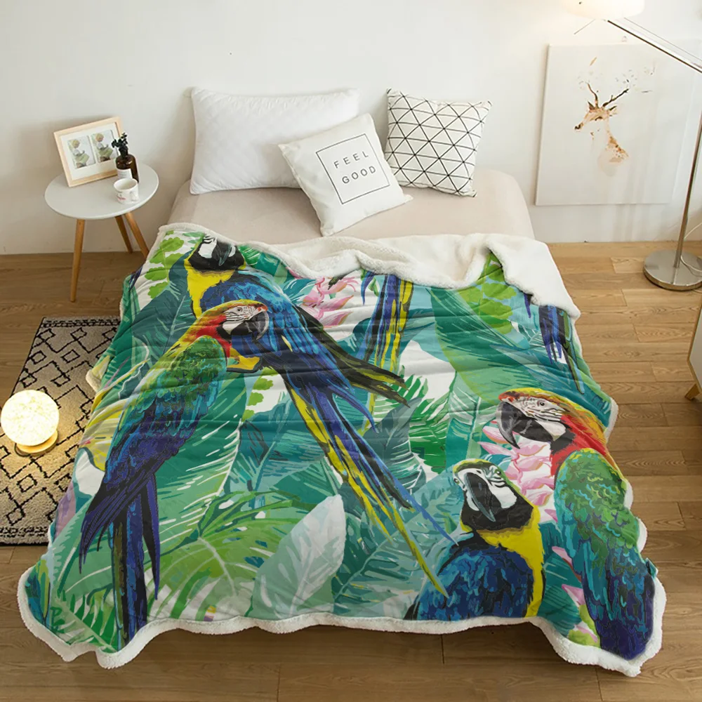 Tropical Jungle Parrot Green Plants Lamb Cashmere Fleece Blanket Home Bed Sofa Winter Sherpa Bedding Kids Thick Bedspread 
Tropical Jungle Parrot Green Plants Lamb Cashmere Fleece Blanket Home Bed Sofa Winter Sherpa Bedding Kids Thick Bedspread
