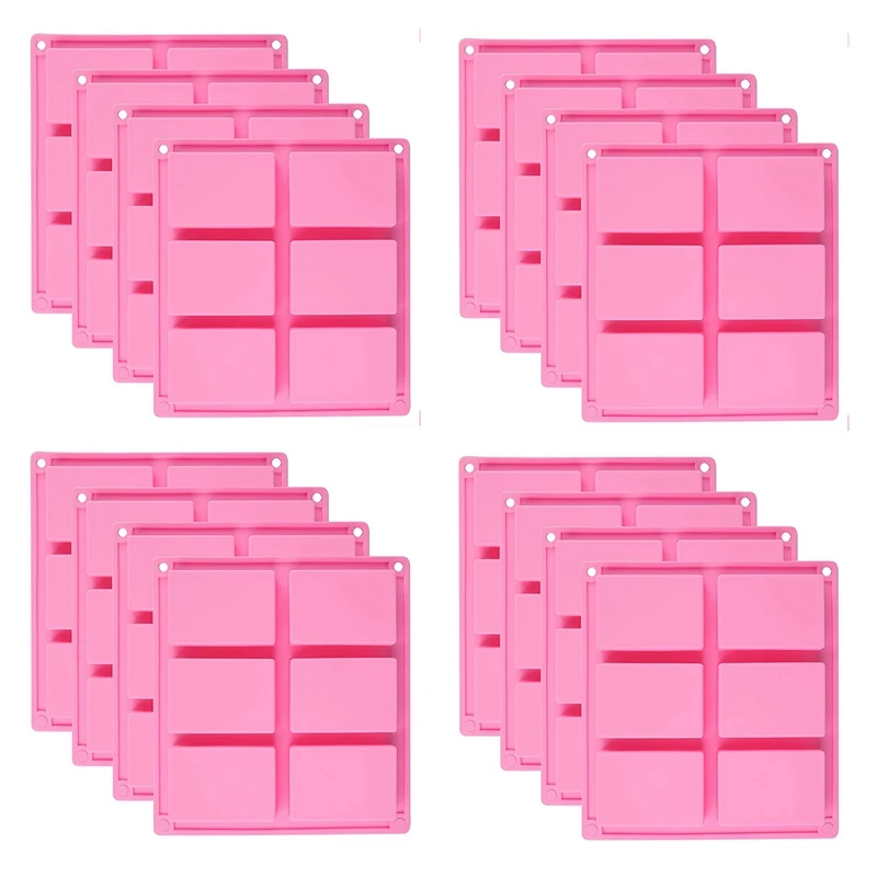 16 Pack Silicone Soap Molds - 6 Cavity Rectangle DIY Soap Molds For Cake, Cupcake, Muffin, Coffee Cake, Pudding And Soap
16 Pack Silicone Soap Molds - 6 Cavity Rectangle DIY Soap Molds For Cake, Cupcake, Muffin, Coffee Cake, Pudding And Soap
