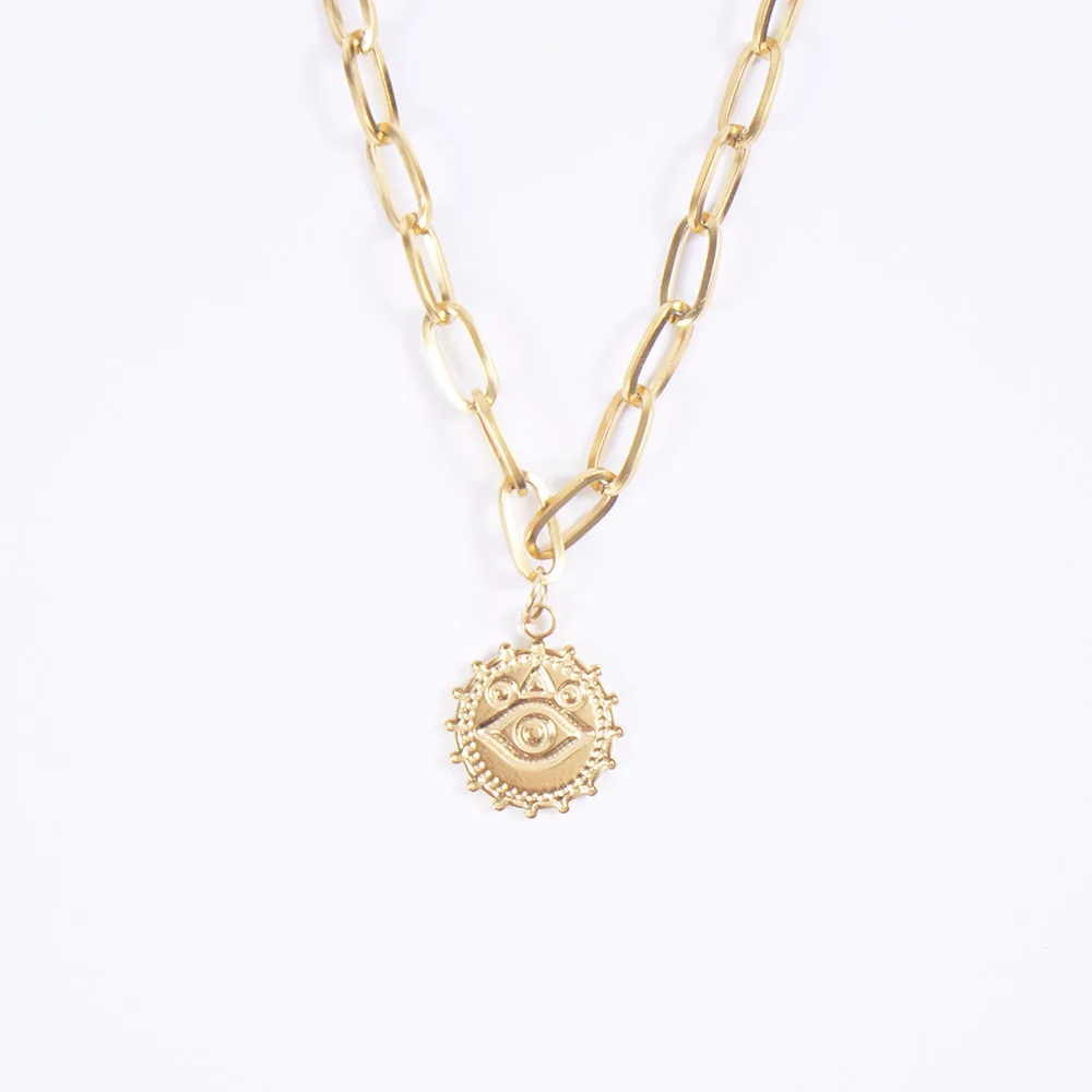 Evil Eye Necklaces Stainless Steel Pendant For Women Gold/Silver Color Metal Evil Eye Necklace Choker Femme 18k Gold Plated
Evil Eye Necklaces Stainless Steel Pendant For Women Gold/Silver Color Metal Evil Eye Necklace Choker Femme 18k Gold Plated