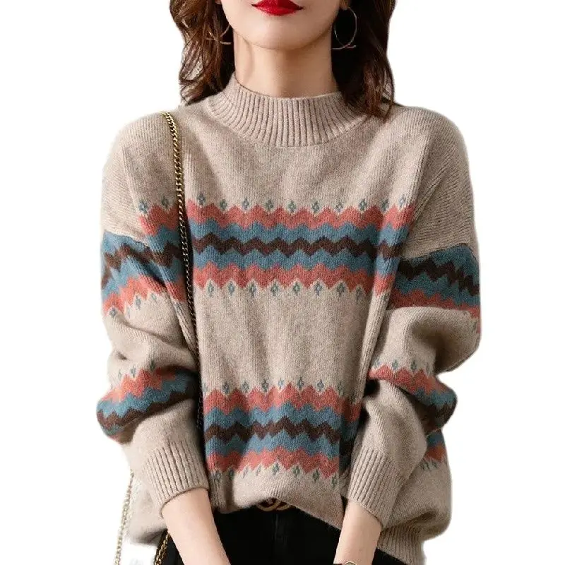 High Quality Knitted Sweater 2022 Autumn Winter New Women's Pullover Top Round Neck Warm Color Striped Casual Bottoming Shirt
High Quality Knitted Sweater 2022 Autumn Winter New Women's Pullover Top Round Neck Warm Color Striped Casual Bottoming Shirt