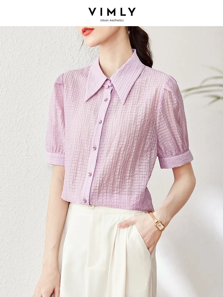 Vimly Summer Purple Lyocell Blend Shirts for Women 2023 Fashion Elegant Collared Button-up Loose Women's Tops Shirts and Blouses
Vimly Summer Purple Lyocell Blend Shirts for Women 2023 Fashion Elegant Collared Button-up Loose Women's Tops Shirts and Blouses