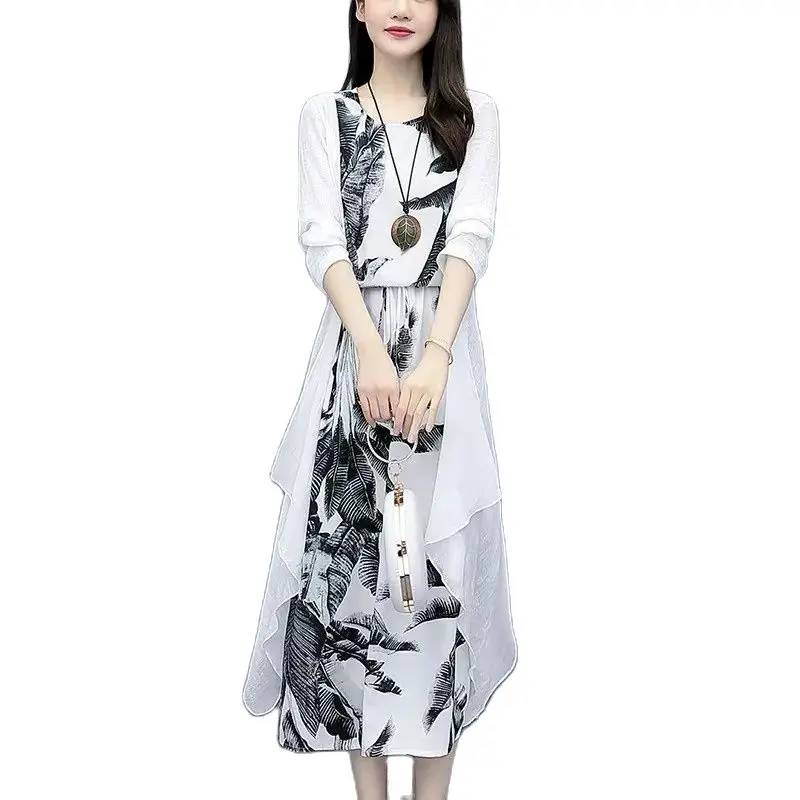 Cotton And Linen Dress Womens Spring And Summer New Women's Waist Slim Temperament Floral Elegant Long Skirt Linen Twopiece Skir
Cotton And Linen Dress Womens Spring And Summer New Women's Waist Slim Temperament Floral Elegant Long Skirt Linen Twopiece Skir