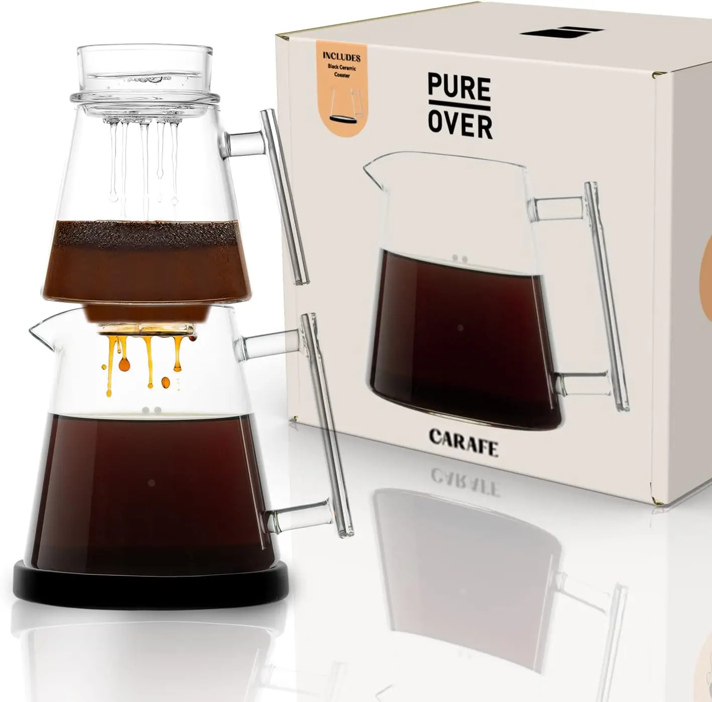 Kit XL - Glass Pour Over Maker Kit - 6 Piece Set with Carafe - Pour Over Dripper w/Built-In Paperless Reusable Glass Filter -
Kit XL - Glass Pour Over Maker Kit - 6 Piece Set with Carafe - Pour Over Dripper w/Built-In Paperless Reusable Glass Filter -