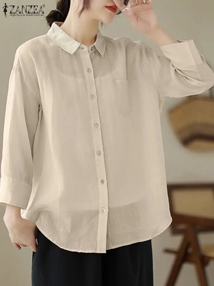 ZANZEA Women Fashion OL Work Shirt Autumn 3/4 Sleeve Lapel Neck Blouse Female Casual Street Blusas Vintage Solid Chemise 2023
ZANZEA Women Fashion OL Work Shirt Autumn 3/4 Sleeve Lapel Neck Blouse Female Casual Street Blusas Vintage Solid Chemise 2023