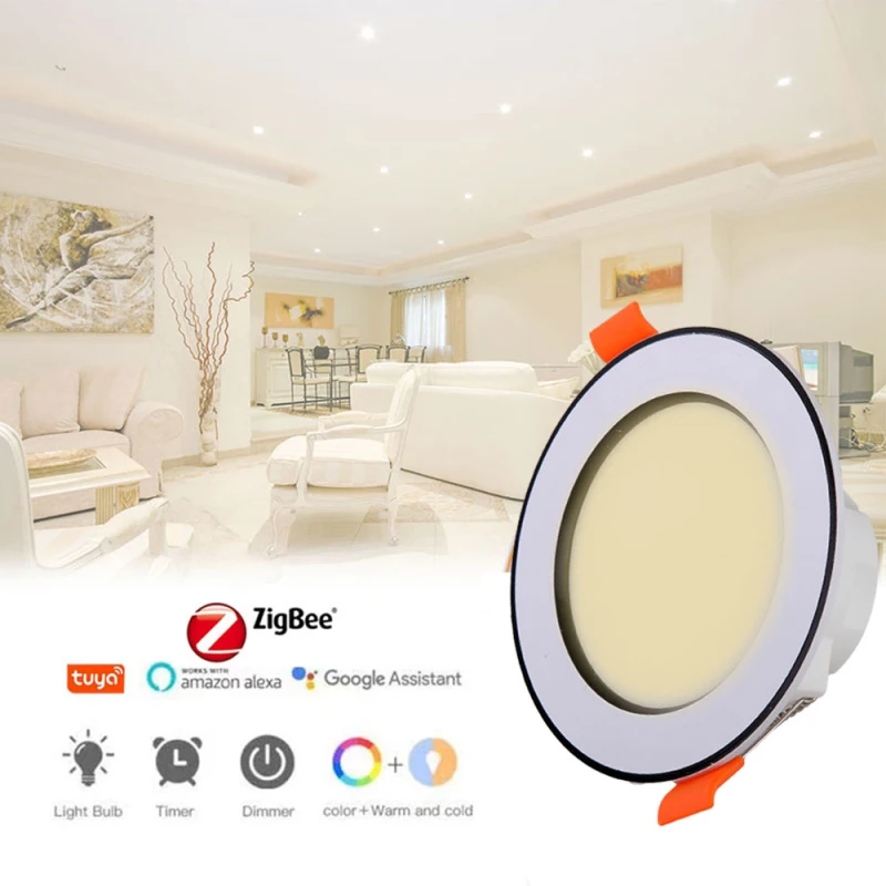 Tuya Zigbee 3.0 Smart Downlight RGBCW Dimmable Ceiling Light 10W 2700-6500K Voice control For Alexa Google Home SmartThing
Tuya Zigbee 3.0 Smart Downlight RGBCW Dimmable Ceiling Light 10W 2700-6500K Voice control For Alexa Google Home SmartThing