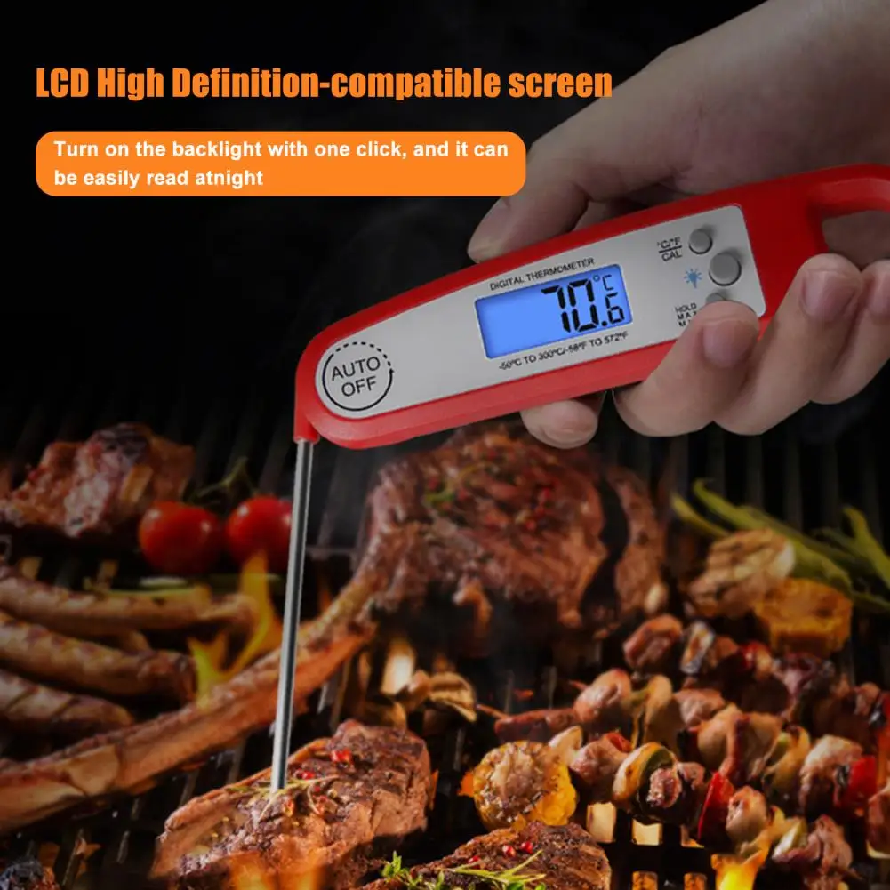 

Термометр для гриля, удобный цифровой кухонный прибор для измерения температуры мяса, с автоматическим выключением и питанием от аккумулятора, 10 минут