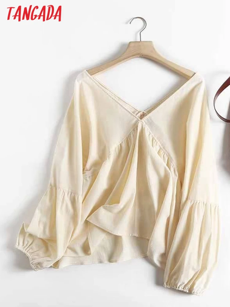 Tangada Women Retro Solid V Neck Cotton Shirt Long Sleeve Chic Female Casual Loose Shirt Tops 4C202
Tangada Women Retro Solid V Neck Cotton Shirt Long Sleeve Chic Female Casual Loose Shirt Tops 4C202