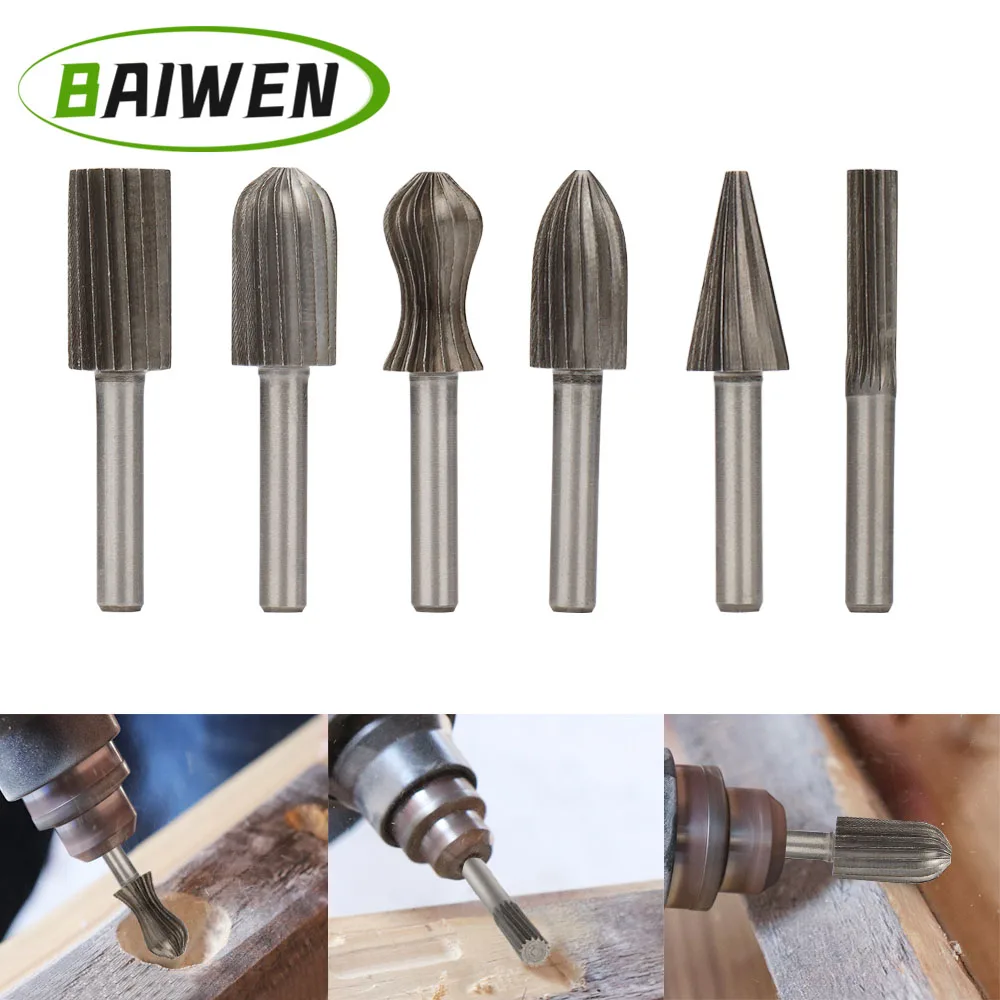 6pcs/set Woodworking Steel Drill Bits Rotary Rasp File Mini Round HSS Burr Set Wood Bits Grinding Power Carving Hand Tools
6pcs/set Woodworking Steel Drill Bits Rotary Rasp File Mini Round HSS Burr Set Wood Bits Grinding Power Carving Hand Tools