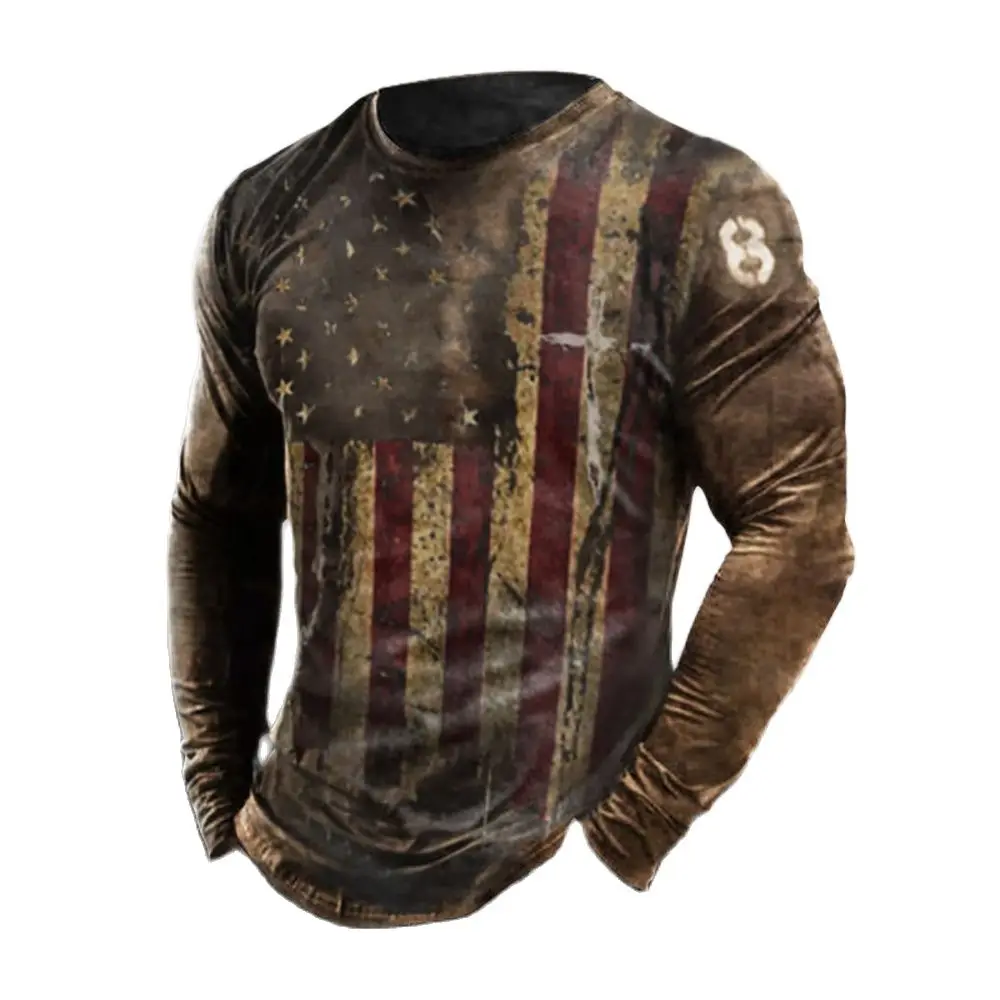 Retro American Flag Print Long-Sleeved T-shirt Men's Autumn Spring Loose Casual Fashion All-Match O-Neck Long Sleeve Tops Tees
Retro American Flag Print Long-Sleeved T-shirt Men's Autumn Spring Loose Casual Fashion All-Match O-Neck Long Sleeve Tops Tees