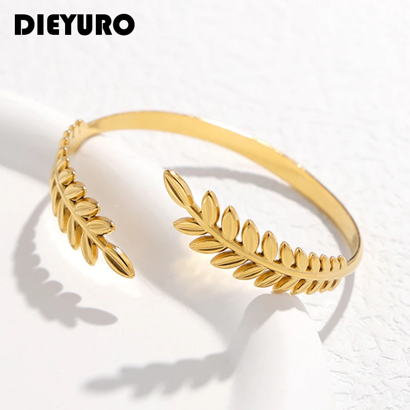 DIEYURO 316L Stainless Steel Leaf Cuff Bracelet For Women Girl New Trend Adjustable Bangle Non-fading Jewelry Gift Party Pulsera
DIEYURO 316L Stainless Steel Leaf Cuff Bracelet For Women Girl New Trend Adjustable Bangle Non-fading Jewelry Gift Party Pulsera
