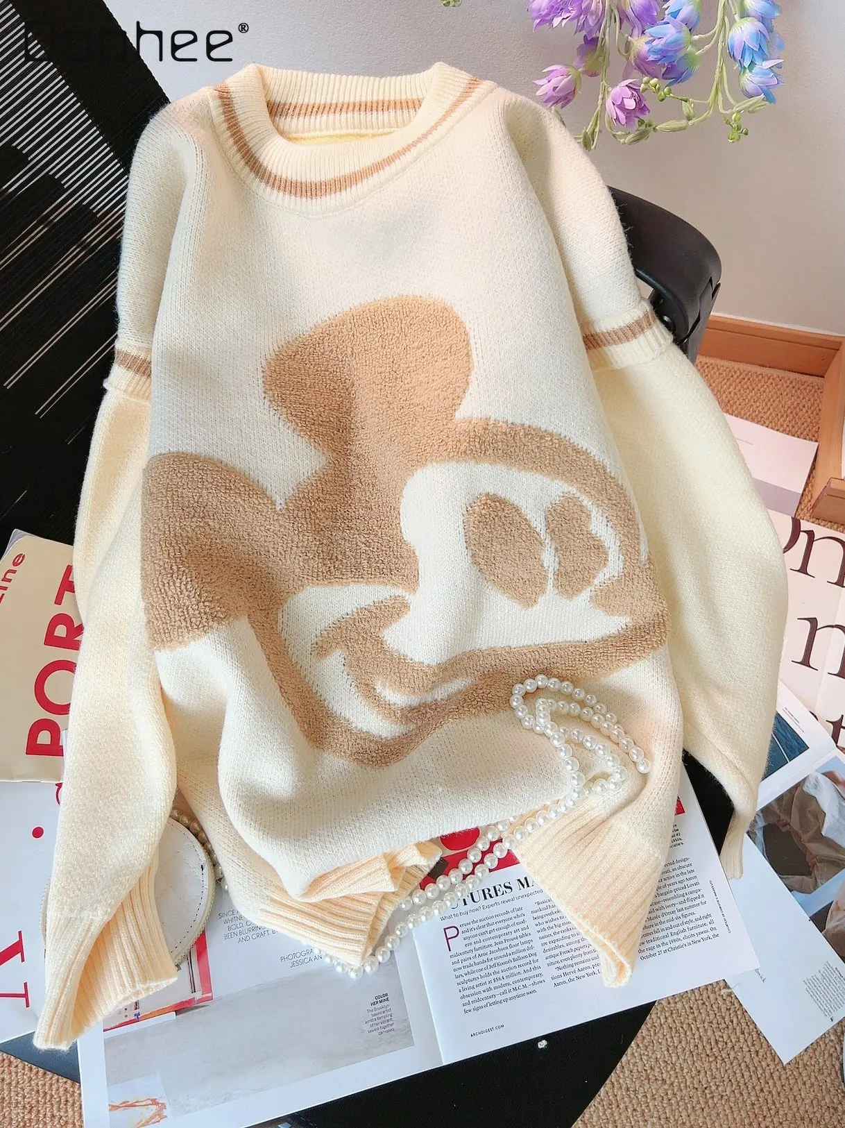Yellow Soft Three-Dimensional Embroidery Cartoon Knitwear Pullover Autumn Korean Style Loose Round Neck Long Sleeve Sweater
Yellow Soft Three-Dimensional Embroidery Cartoon Knitwear Pullover Autumn Korean Style Loose Round Neck Long Sleeve Sweater